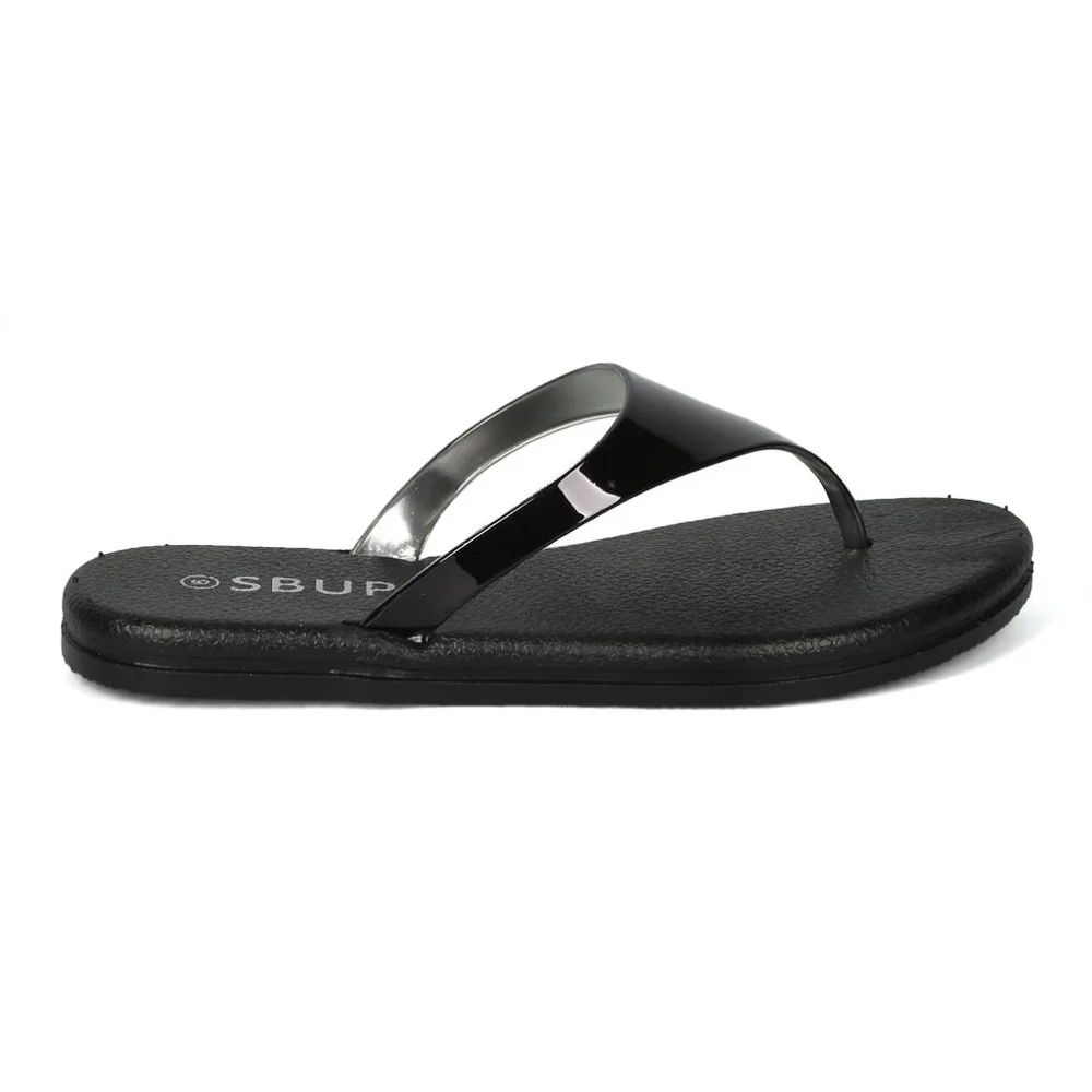 Alrisco Metallic Triangle Thong Flatform T-Strap Spring Summer Sandals - Picture 6 of 6